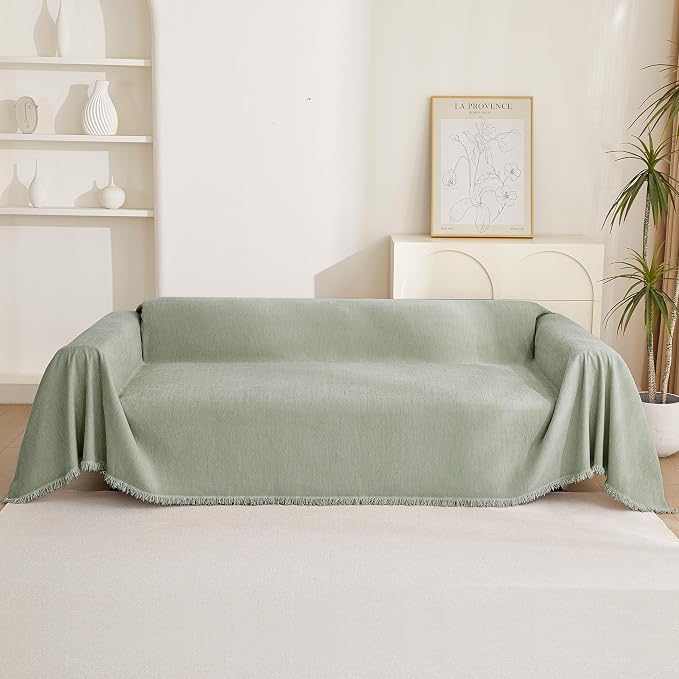 MYSKY HOME Chenille Sofa Slipcovers Sage Green Sofa Covers - Image 8
