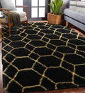 ONASAR Area Rugs for Bedroom Living Room, 4x6 Fluffy Black and Gold Throw Rug by ONASAR