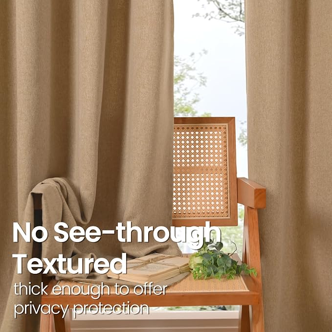 BGment Camel Linen Curtains for Living Room 78 Inch Length, Thick Country - Image 4