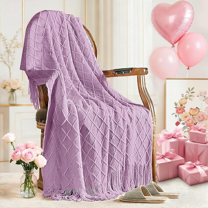 inhand Knitted Throw Blanket for Couch and Bed, Soft Living Room Home Decor by inhand