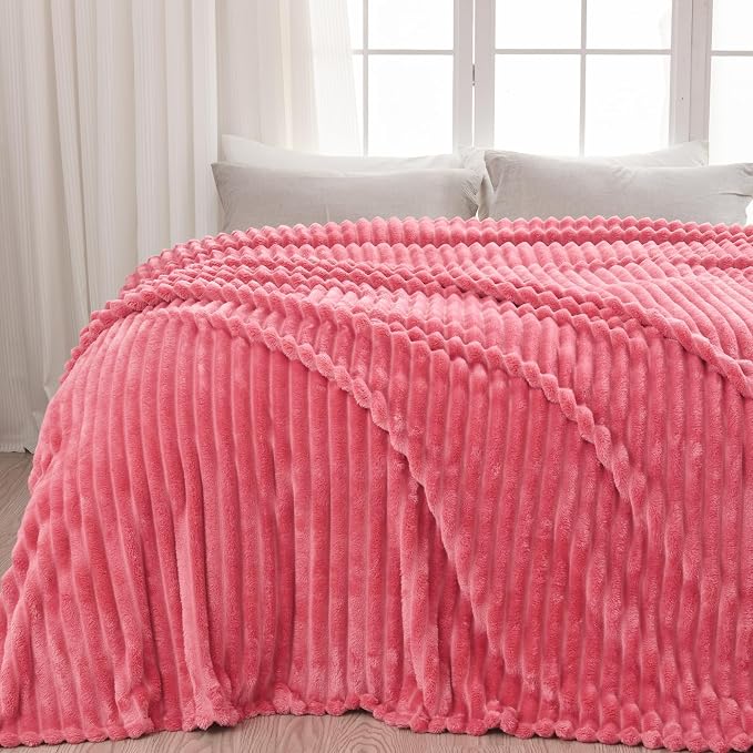 NEWCOSPLAY Super Soft Throw Blanket Coral Pink Premium Silky Flannel Fleece 3D - Image 9
