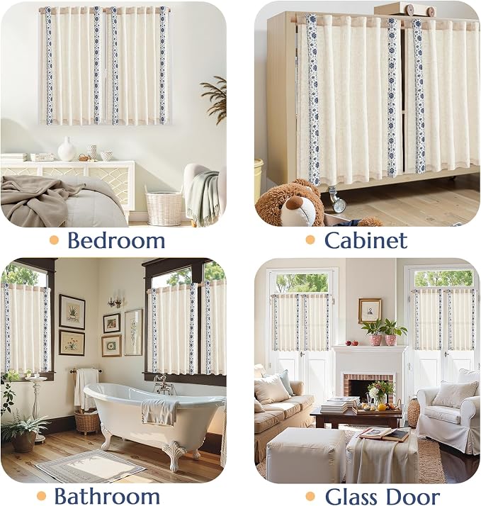 jinchan Small Window Curtains 54 Inch Length Linen Cafe Curtains - Image 9
