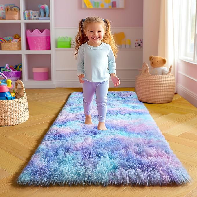 Amdrebio Purple Rainbow 2x6 Runner Area Rugs - Image 3