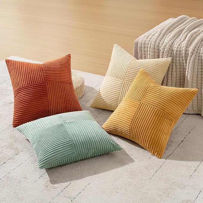 MIULEE Teal-Orange Decorative Throw Pillow Covers 16x16 Inch Set of 4 Boho - Image 3