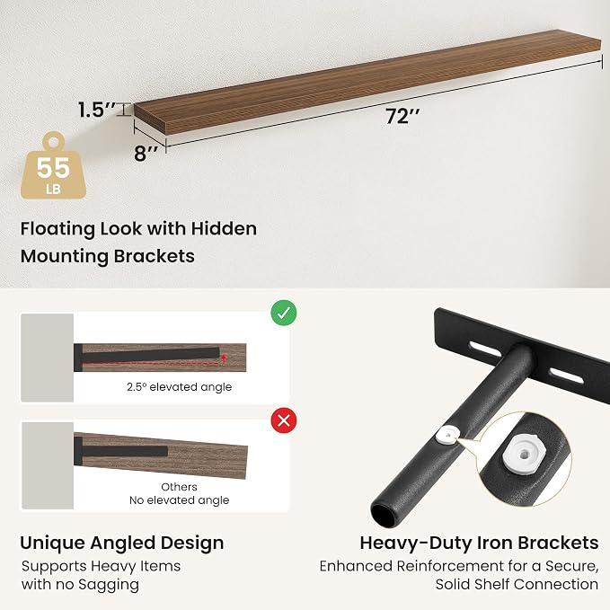Fun Memories Rustic Wood Floating Shelves - Image 3