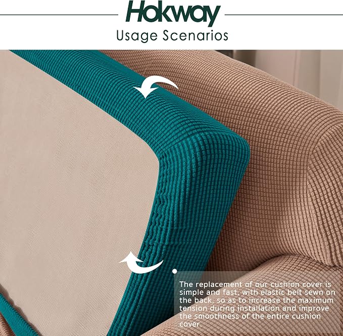 Hokway Stretch Couch Cushion Slipcovers Reversible Cushion Replacement - Image 5