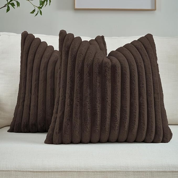 FUTEI Dark Coffee Decorative Throw Pillow Covers Set of 2, 28x28 Inch Soft by FUTEI