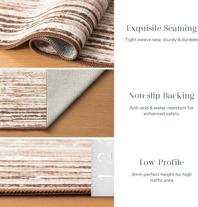 Phantoscope Washable Area Rug 5'x7' Non-Slip, Modern Neutral Boho Rugs - Image 5