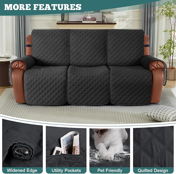Ruaozz Waterproof Recliner Couch Covers 1-Piece Sofa Covers Washable Recliner - Image 5
