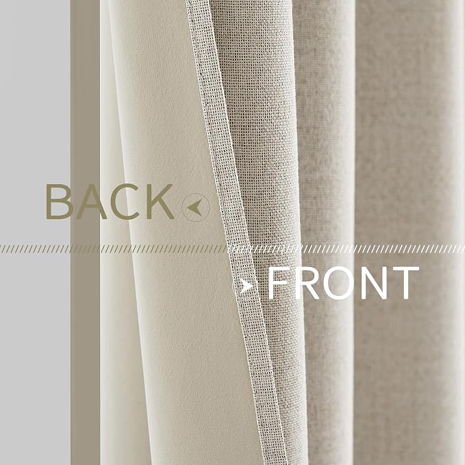MIULEE Linen Blackout Curtains for Bedroom Thermal Insulated Birch Grommet Room - Image 6