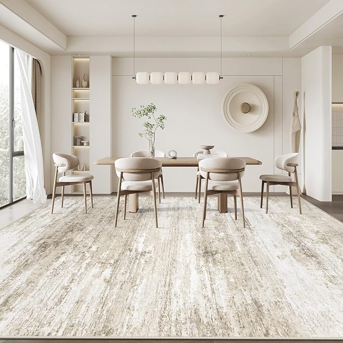 Washable Rug 9x12 Area Rugs for Living Room: Large Neutral Soft Rug Abstract - Image 7