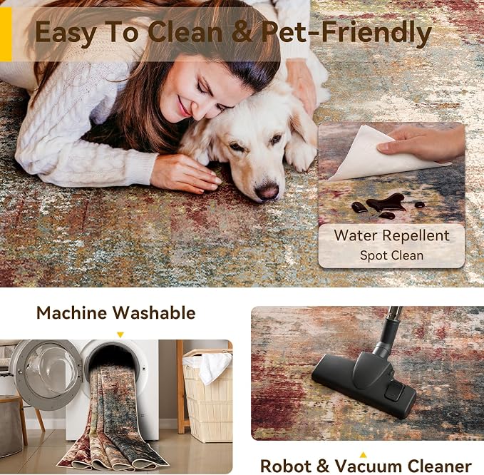 Washable Area Rugs 2x7 Non-Slip Modern Abstract Soft - Image 4