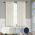 Natural Linen Curtains for Small Windows 38 Inch Wide 2 Panels Set Back Tab by Pitalk