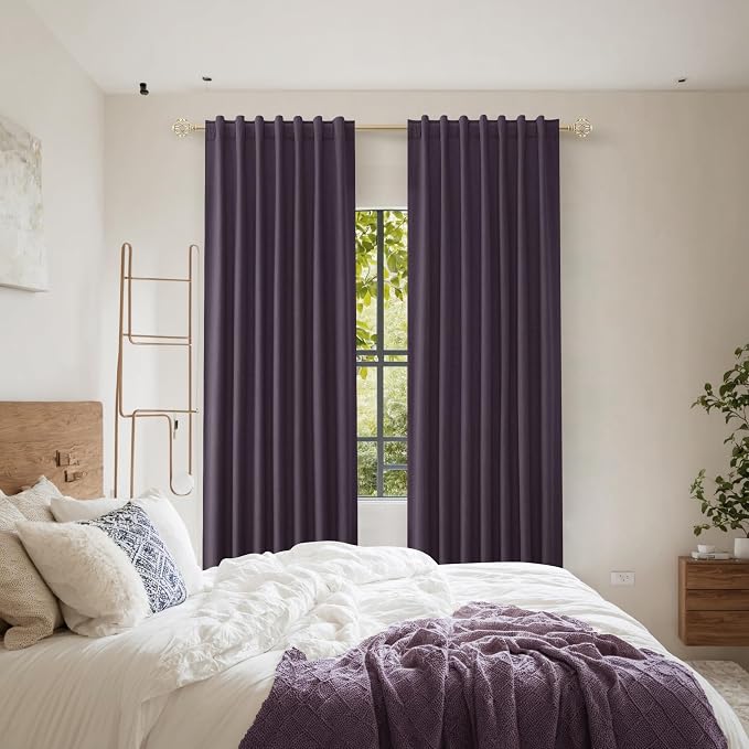 Plum 100% Blackout Linen Curtains 90 Inch Length 2 Panels Set - Image 8