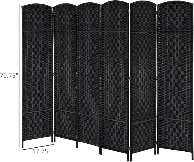 HOMCOM Room Divider, 6 Panel Folding Privacy Screen, 6FT Tall Portable Wicker - Image 7