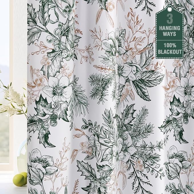 H.VERSAILTEX Full Blackout Vintage Floral Curtains 63 Inch Length by HVERSAILTEX