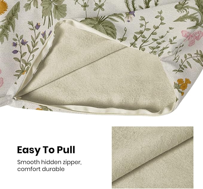 AEIOAE Spring Pillow Covers 20x20 Inch Set of 2, Sage Green Wild Flower Plant - Image 5