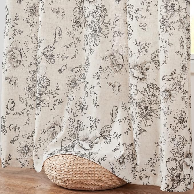 jinchan Linen Floral Curtains 100 Inch Extra Wide - Image 7