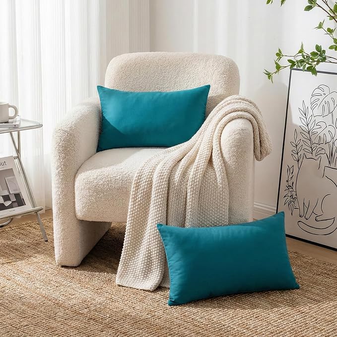 Thmyo 4-Pack 100% Cotton Lumbar Comfortable Solid Decorative Throw Pillow Case - Image 4