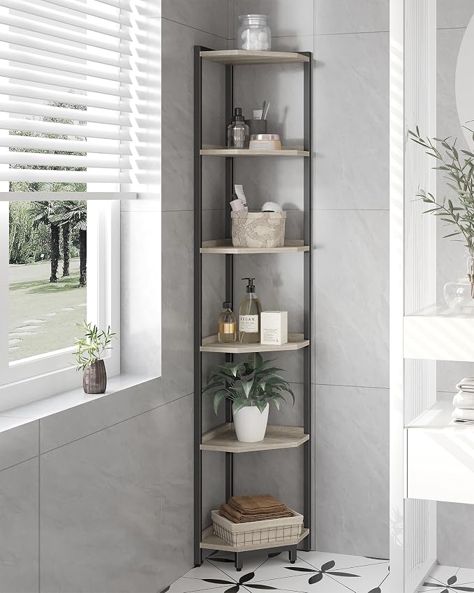 Hzuaneri Corner Shelf Stand, Corner Bookshelf, Storage Standing Shelf Unit - Image 5