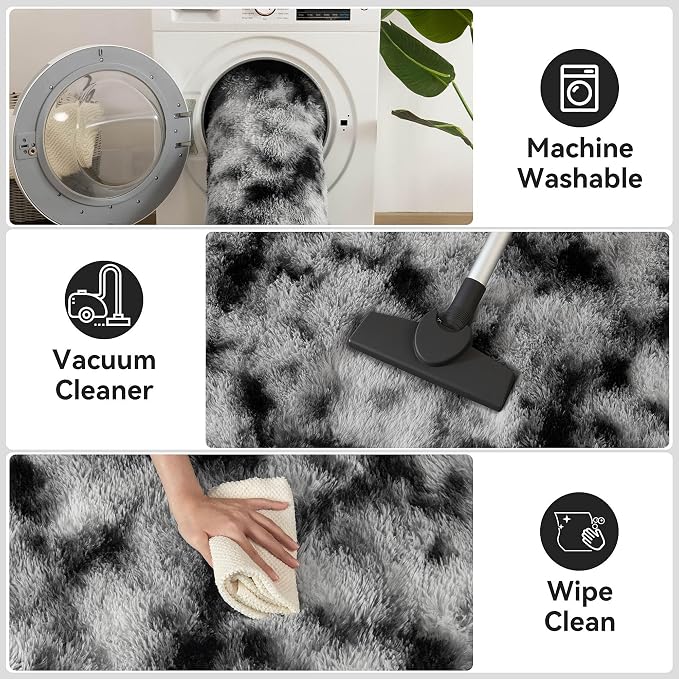 Meralax Tie-Dyed White and Black Rugs - Image 5