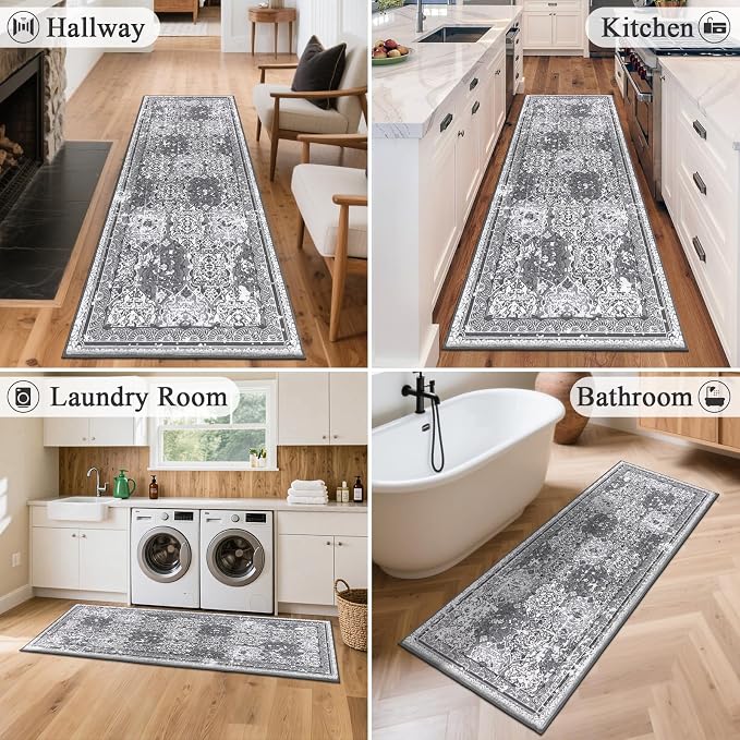 Vaukki Hallway Runner Rug, Vintage Shaggy Soft Laundry Rug Runner, Non Slip - Image 4