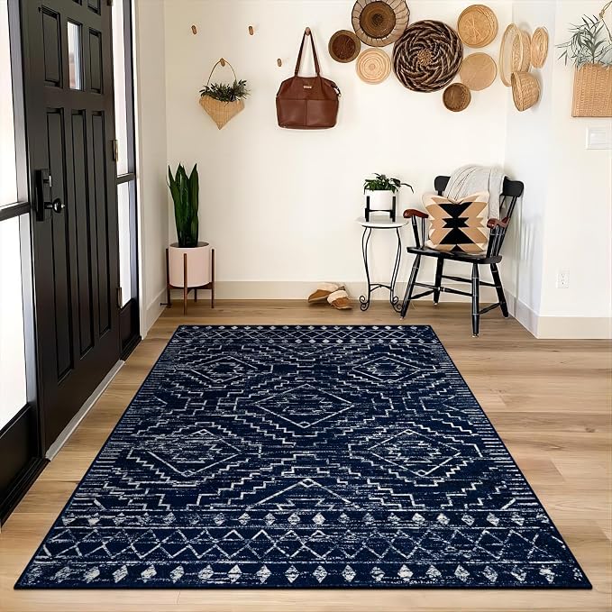 Wonnitar Moroccan 5x7 Blue Rugs - Image 6