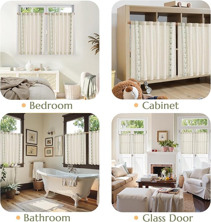 jinchan Small Window Curtains 45 Inch Length Linen Cafe Curtains - Image 9