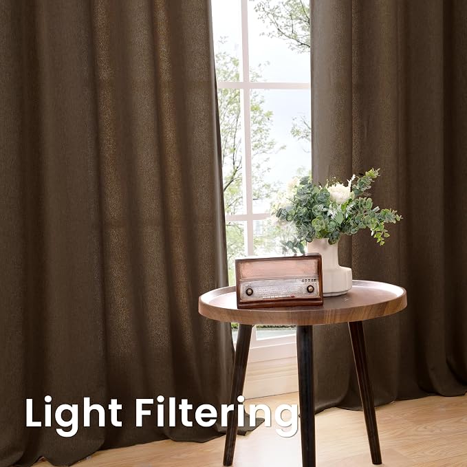 BGment Brown Linen Curtains for Living Room 63 Inch Length 2 Panels, Chocolate - Image 5
