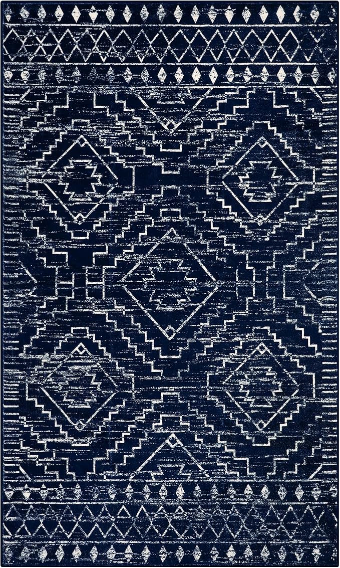 Wonnitar Moroccan Washable Rug 3x5, Soft Farmhouse Bedroom Throw Mat, Geometric - Image 9