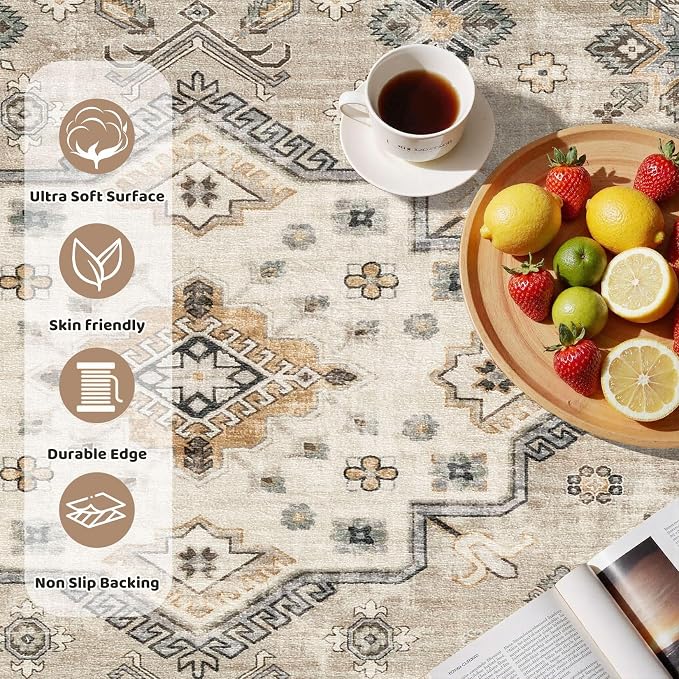 6ft Round Vintage Living Room Area Rug - Image 2