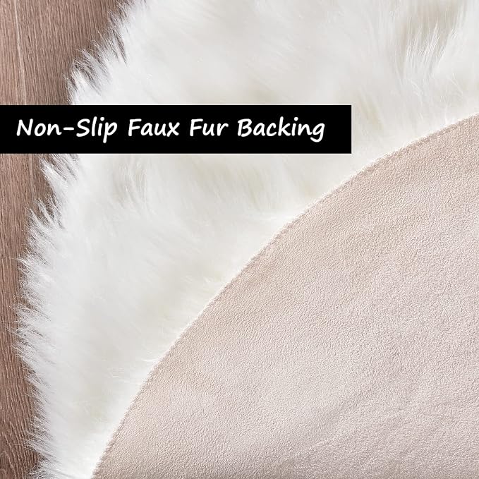 Goolela White Area Rug 10x12 Fluffy Fuzzy Sheepskin Carpet - Image 3