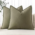 MIULEE Decorative Linen Pillow Covers 18x18 Inch Light Olive Green ​Boho by MIULEE