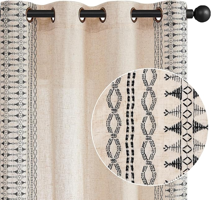 jinchan Boho Curtains for Bedroom Linen Blend Boho Curtains 96 Inches Long 2 - Image 9