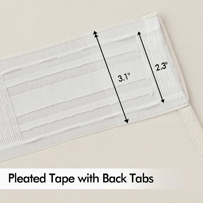 MIULEE Ivory Back Tab Blackout Curtains 90 Inches Long 2 Panels Set - Image 4