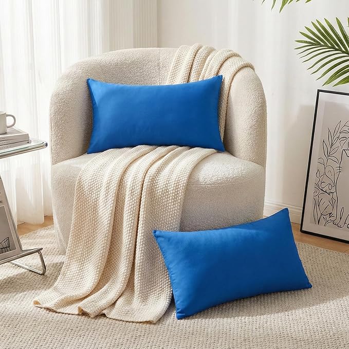 Thmyo 4-Pack 100% Cotton Lumbar Comfortable Solid Decorative Throw Pillow Case - Image 2