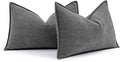 MIULEE Pack of 2 Dark Grey Decorative Lumbar Pillow Covers 12x20 Inch Soft by MIULEE