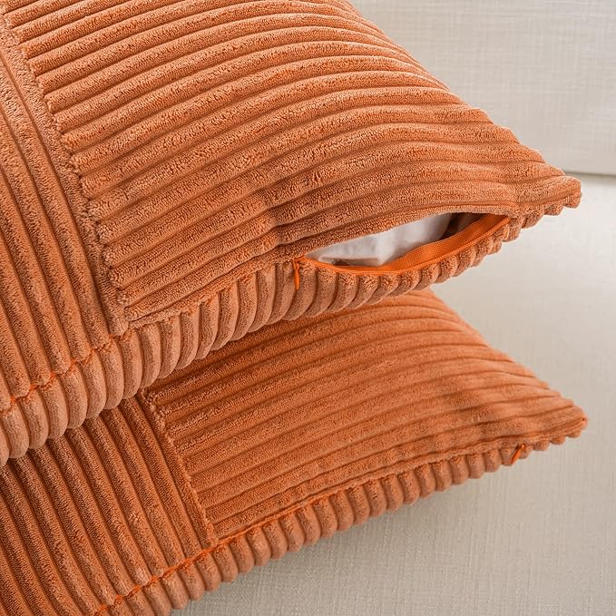 Fancy Homi 2 Packs Burnt Orange Decorative Throw Pillow Covers 18x18 Inch - Image 4