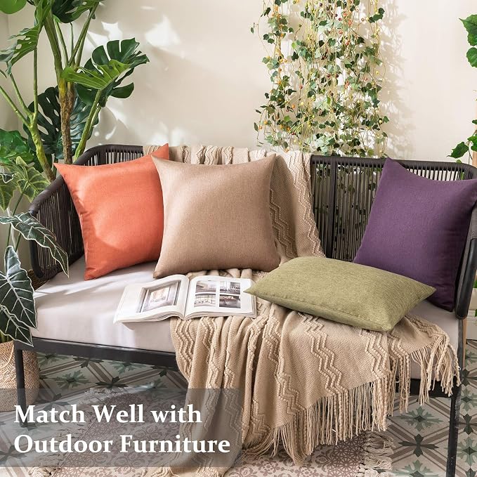 MIULEE Pack of 2 Decorative Outdoor Solid Waterproof Throw Pillow Covers Spring - Image 4