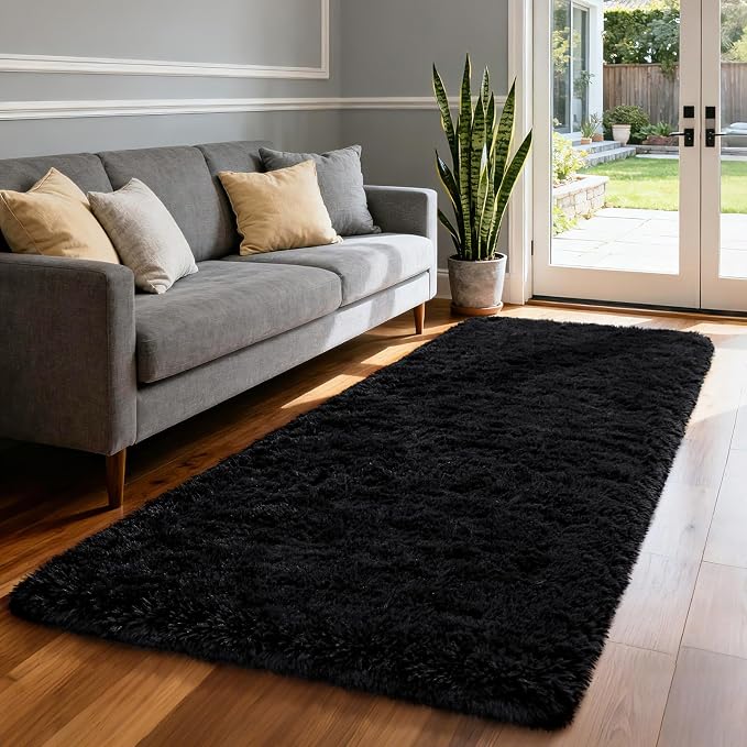 Merelax Black 2x8 Non-Slip Long Runner Rug - Image 2