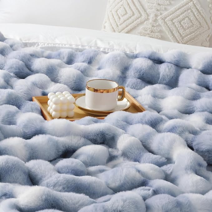 Touchat Luxury 1000GSM Rabbit Faux Fur Blanket, Super Heavy Warm Cozy Brown - Image 5