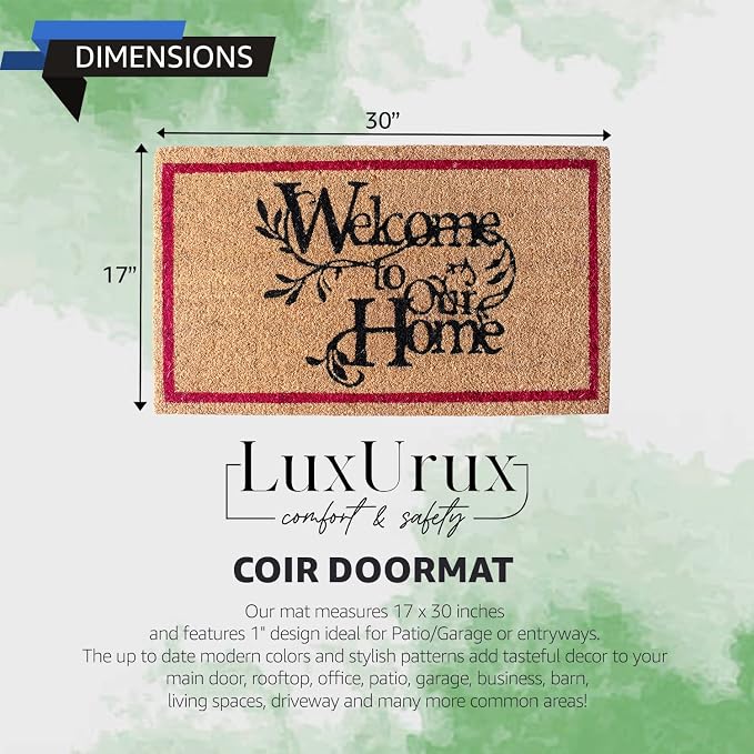 LuxUrux Welcome Mat Outdoor Coco Coir Doormat, - Image 2