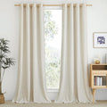 NICETOWN Linen Flax Semi Sheer Curtains 92" Length, Grommet Window Treatments by NICETOWN
