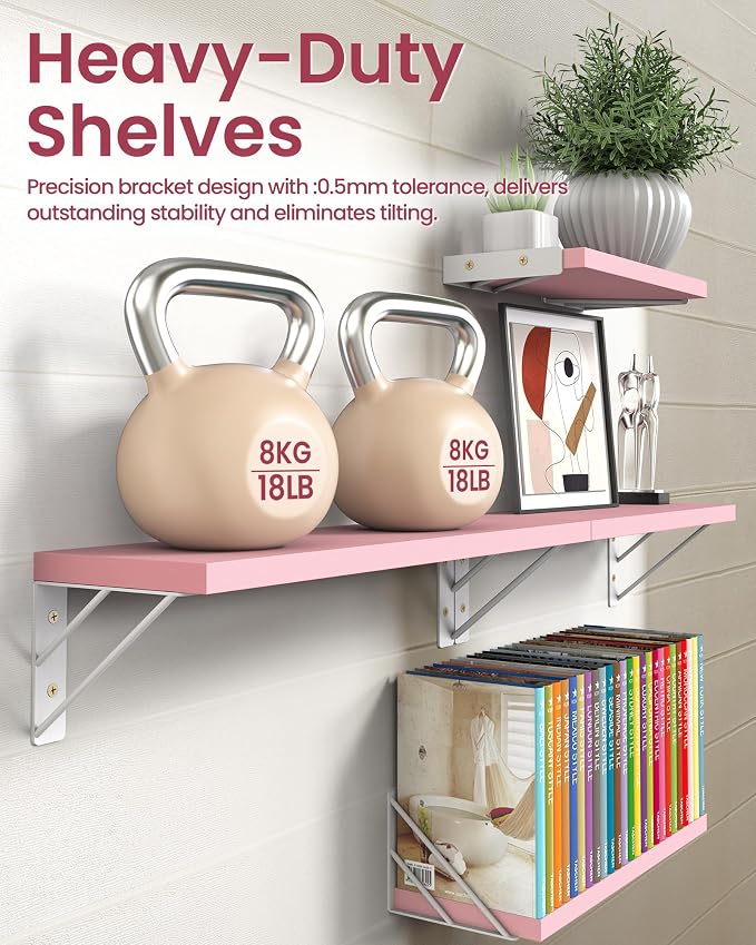 BAYKA Wall Shelves for Bedroom Decor, Mounted Rustic Wood Shelves for Kids Books - Image 4