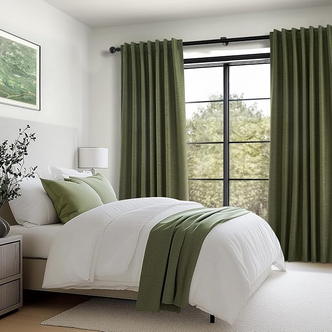 Topfinel 100 Inch Long Black Out Custom Curtains, Olive Green Pleated Window - Image 7