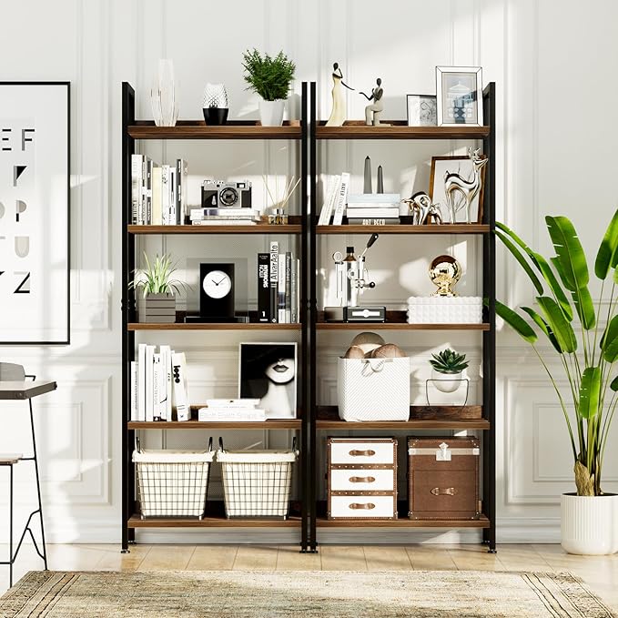 NUMENN Bookshelf, 5 Tier Bookshelves, Home Office Bookcase Shelf Storage - Image 5