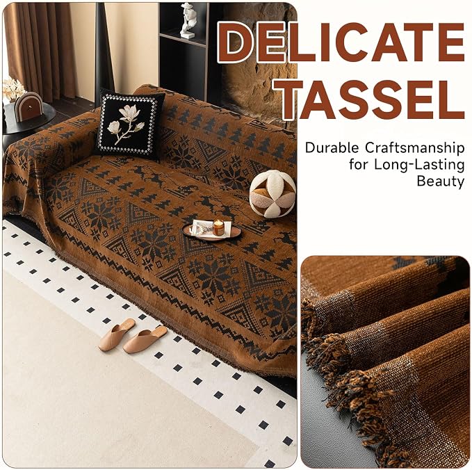 VClife Boho Couch Cover for Christmas 1 Piece Soft Warm Couch Cover for - Image 7