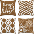 Hexagram Brown Geometric Pillow Covers 20x20 Set of 4, Decorative Outdoor by Hexagram