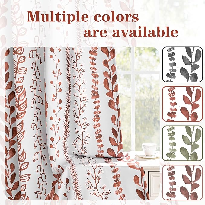 MEETSKY Terracotta Blackout Curtains 95 Inches Long 2 Panels - Image 2