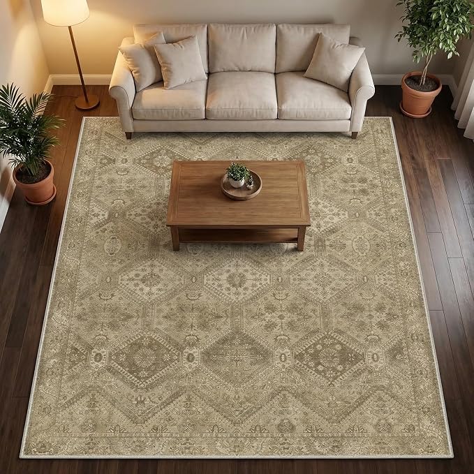 GENIMO 3x5 Area Rugs for Living Room, Machine Washable Non Slip Vintage Rugs - Image 2
